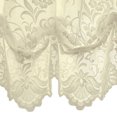 Limoges White Polyester Lace 55 in. W x 63 in. L Rod Pocket in.door Sheer  Curtain. (Sin.gle Panel)