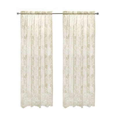 Limoges Rod Pocket Embroidered Sheer Single Curtain Panels