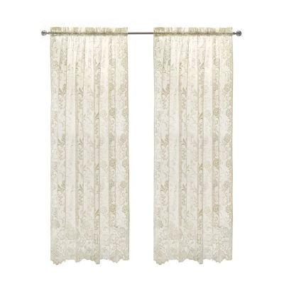 Limoges Embroidered Sheer Rod Pocket Single Curtain Panel