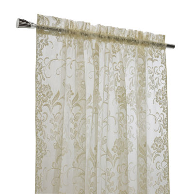Limoges Rod Pocket Embroidered Sheer Single Curtain Panel