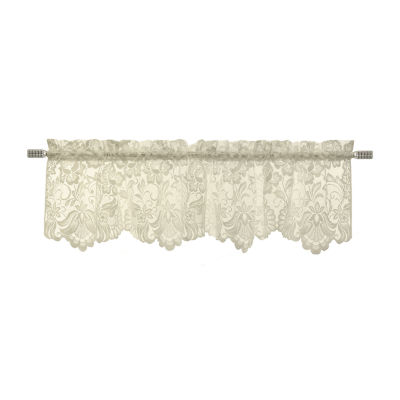 Floral and Lace Rod Pocket Ruffle Tailored Window Valance