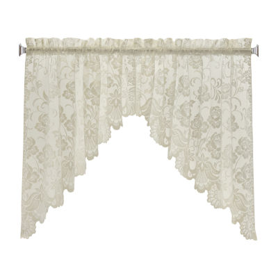 Floral and Lace Rod Pocket Ruffle Tailored Window Valance