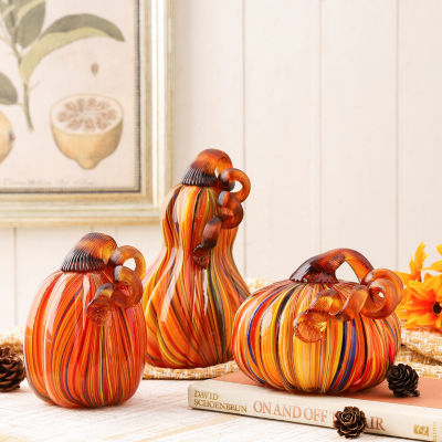 Glitzhome Glass Pumpkin And Gourd 3-pc. Thanksgiving Tabletop Decor