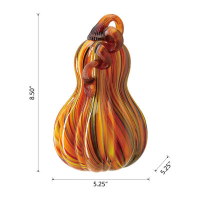 Glitzhome Multi Striped Glass Gourd Thanksgiving Tabletop Decor