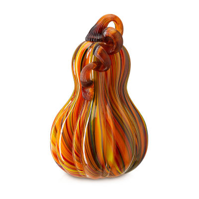 Glitzhome Multi Striped Glass Gourd Thanksgiving Tabletop Decor