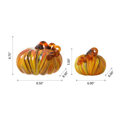 Glitzhome Glass Short Pumpkin 2-pc. Thanksgiving Tabletop Decor