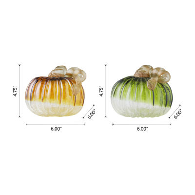 Glitzhome Crackle Glass Pumpkin 2-pc. Thanksgiving Tabletop Decor