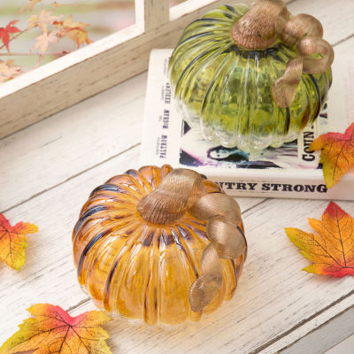 Glitzhome Crackle Glass Pumpkin 2-pc. Thanksgiving Tabletop Decor