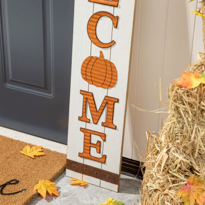 Glitzhome Fall Wooden "Welcome" Thanksgiving Porch Sign