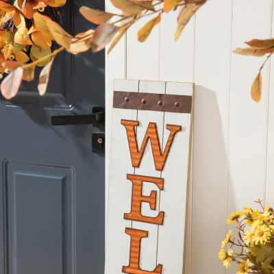 Glitzhome Fall Wooden "Welcome" Thanksgiving Porch Sign