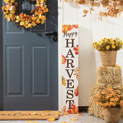 Glitzhome Fall Lighted Wooden Thanksgiving Porch Sign