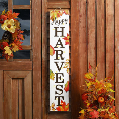 Glitzhome Fall Lighted Wooden Thanksgiving Porch Sign