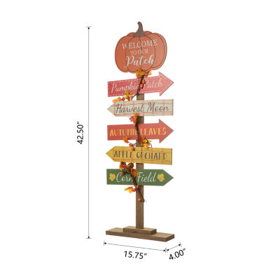 Glitzhome Fall Wooden Pumpkin Patch Thanksgiving Porch Sign