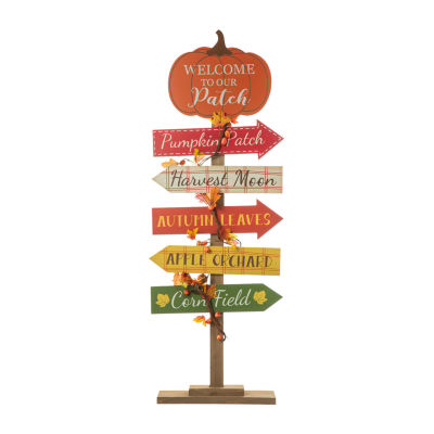 Glitzhome Fall Wooden Pumpkin Patch Thanksgiving Porch Sign