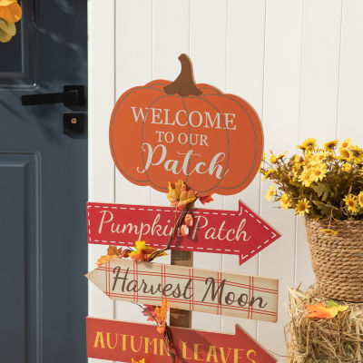 Glitzhome Fall Wooden Pumpkin Patch Thanksgiving Porch Sign