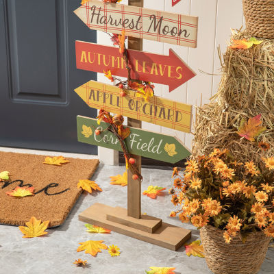 Glitzhome Fall Wooden Pumpkin Patch Thanksgiving Porch Sign