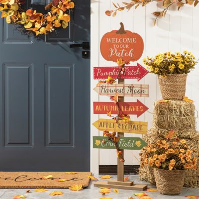 Glitzhome Fall Wooden Pumpkin Patch Thanksgiving Porch Sign