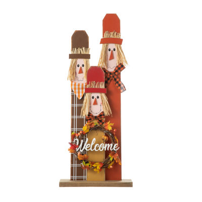 Glitzhome Lighted Wooden Scarecrow Decor Thanksgiving Porch Sign