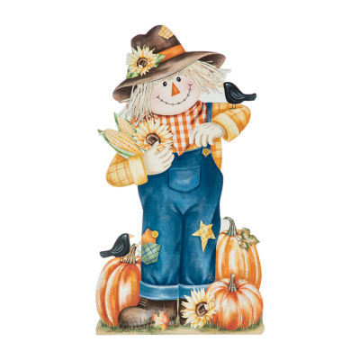 Glitzhome Fall Wooden Scarecrow Decor Thanksgiving Porch Sign