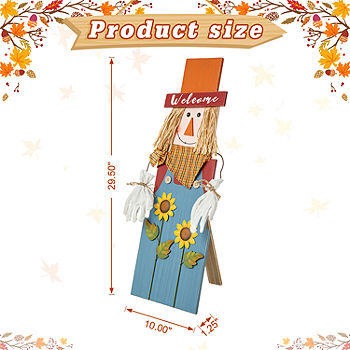 30H Fall Wooden Painted Scarecrow Porch Décor The Holiday Aisle