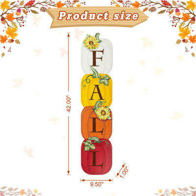 Glitzhome Fall Wood Stacked Pumpkin Decor Thanksgiving Porch Sign