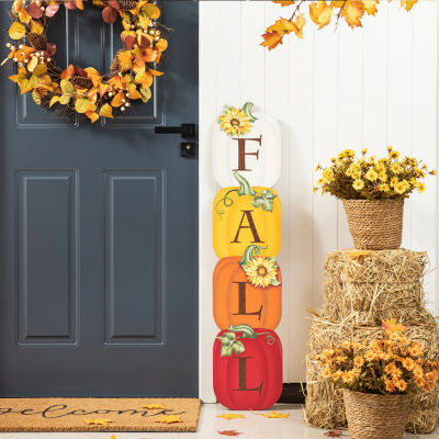 Glitzhome Fall Wood Stacked Pumpkin Decor Thanksgiving Porch Sign