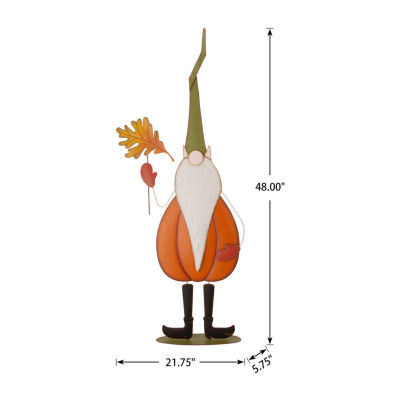 Glitzhome Fall Metal Gnome Standing Decor Thanksgiving Porch Sign