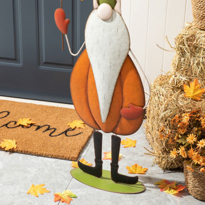 Glitzhome Fall Metal Gnome Standing Decor Thanksgiving Porch Sign