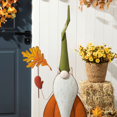 Glitzhome Fall Metal Gnome Standing Decor Thanksgiving Porch Sign