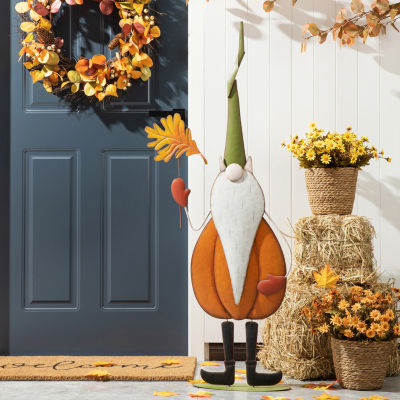 Glitzhome Fall Metal Gnome Standing Decor Thanksgiving Porch Sign