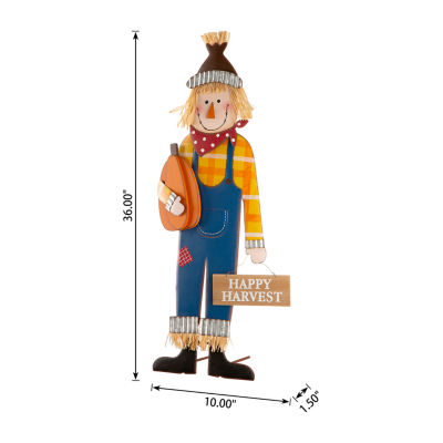 Glitzhome Fall Metal Scarecrow Thanksgiving Yard Art