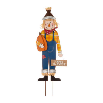 Glitzhome Fall Metal Scarecrow Thanksgiving Holiday Yard Art