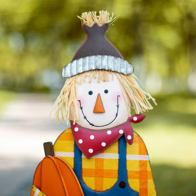 Glitzhome Fall Metal Scarecrow Thanksgiving Yard Art