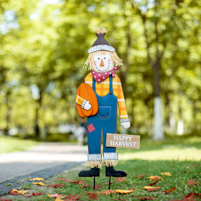Glitzhome Fall Metal Scarecrow Thanksgiving Holiday Yard Art