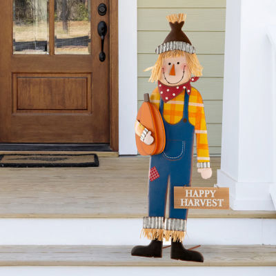 Glitzhome Fall Metal Scarecrow Thanksgiving Yard Art