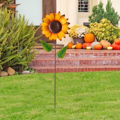 Glitzhome Fall Metal Sunflower Thanksgiving Yard Art