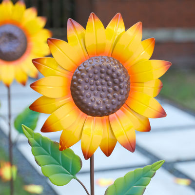 Glitzhome Fall Metal Sunflower Thanksgiving Yard Art