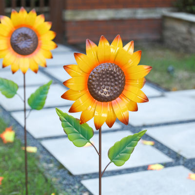 Glitzhome Fall Metal Sunflower Thanksgiving Yard Art