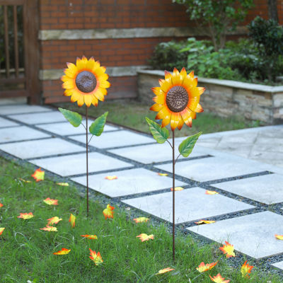 Glitzhome Fall Metal Sunflower Thanksgiving Yard Art