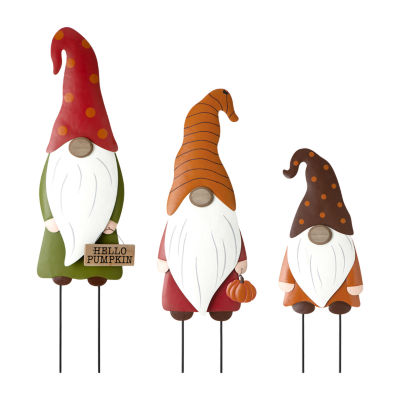 Glitzhome Set Of 3 Fall Metal Gnome Thanksgiving Yard Art