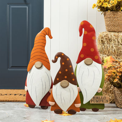 Glitzhome Set Of 3 Fall Metal Gnome Thanksgiving Yard Art