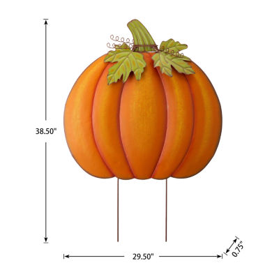 Glitzhome Fall Oversized Metal Pumpkin Thanksgiving Yard Art