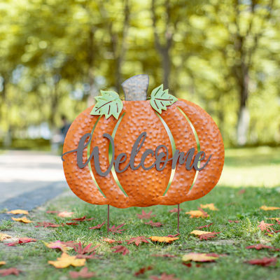 Glitzhome Fall Metal Pumpkin Thanksgiving Holiday Yard Art