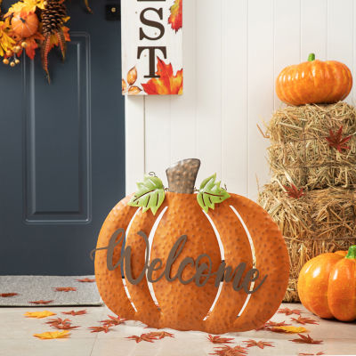 Glitzhome Fall Metal Pumpkin Thanksgiving Holiday Yard Art