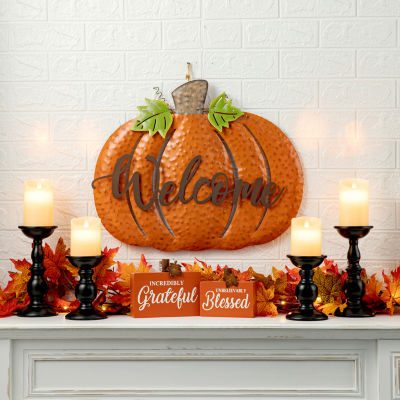 Glitzhome Fall Metal Pumpkin Thanksgiving Holiday Yard Art