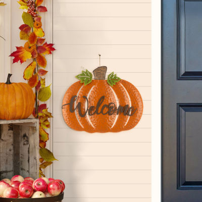 Glitzhome Fall Metal Pumpkin Thanksgiving Holiday Yard Art