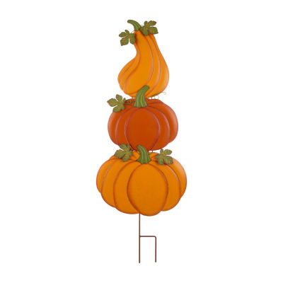 Glitzhome 3 In 1 Metal Pumpkin Thanksgiving Holiday Yard Art