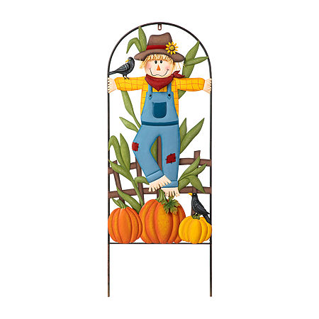 Glitzhome Fall Metal Arch Scarecrow Thanksgiving Yard Art, One Size, Orange