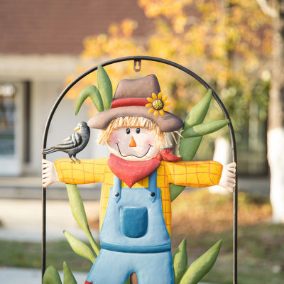 Glitzhome Fall Metal Arch Scarecrow Thanksgiving Yard Art