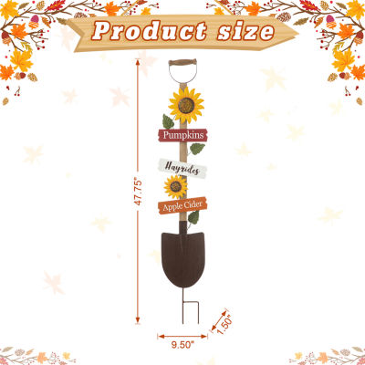 Glitzhome Fall Wood And Metal Shovel Thanksgiving Yard Art